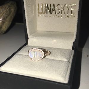 Luna Skye 14k Rose Gold Moonstone and Diamond Ring